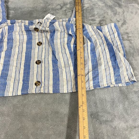 Torrid Linen Blend Blue Button Crop Tank Skirt Set Elastic Waist Smoked Sz 5X/6X - Picture 6 of 15